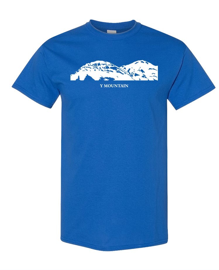 Y Mountain Provo T-Shirt | Utah Provo Souvenir Tee | Unisex Gildan Heavy Cotton Royal Blue or Charcoal Gray Shirt | Size Small, 100% Cotton