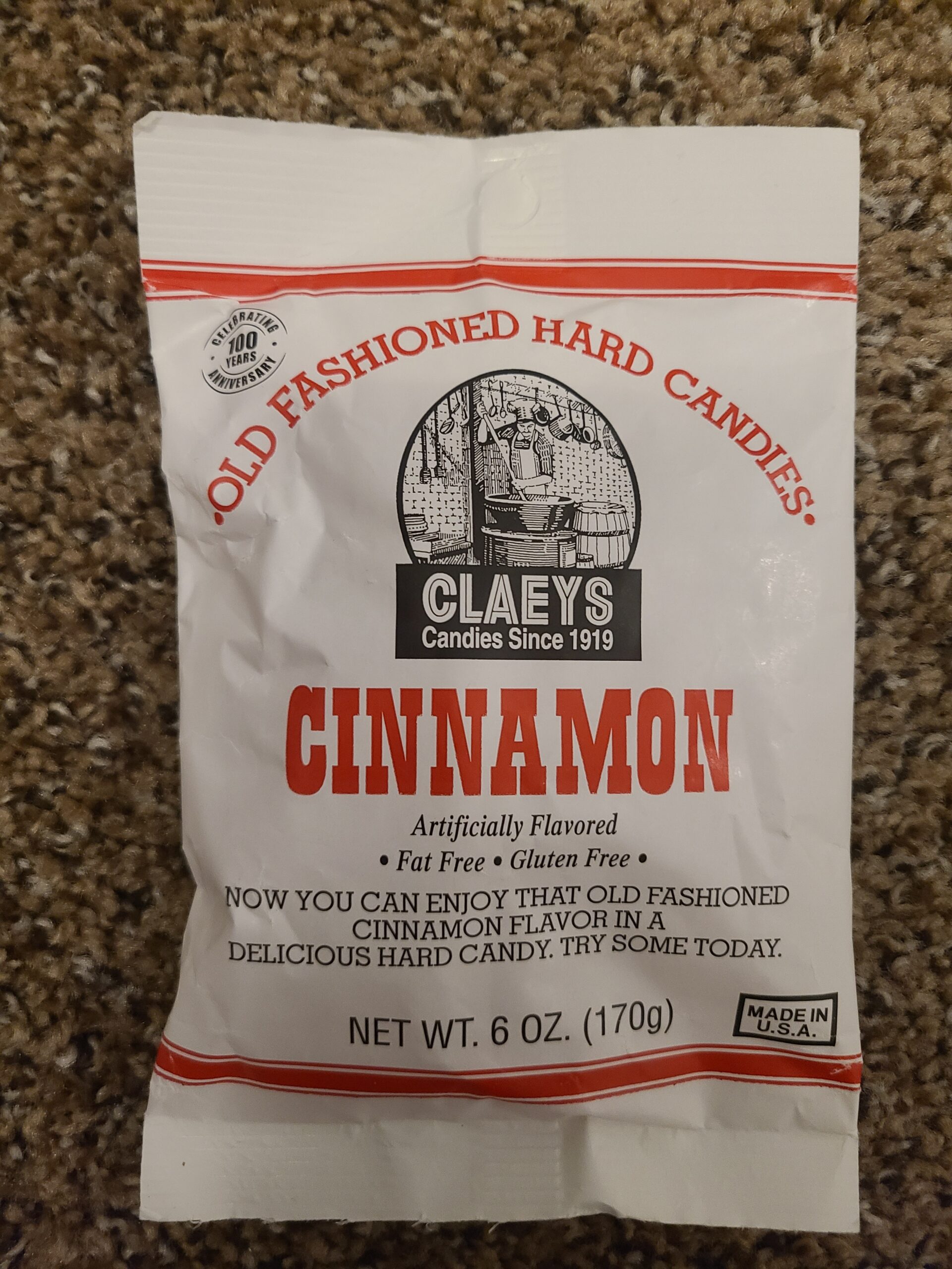 Cinnamon Flavored Claeys Old Fashioned Hard Candy | Candies since 1919 | Fat Free | Gluten Free | Made in USA