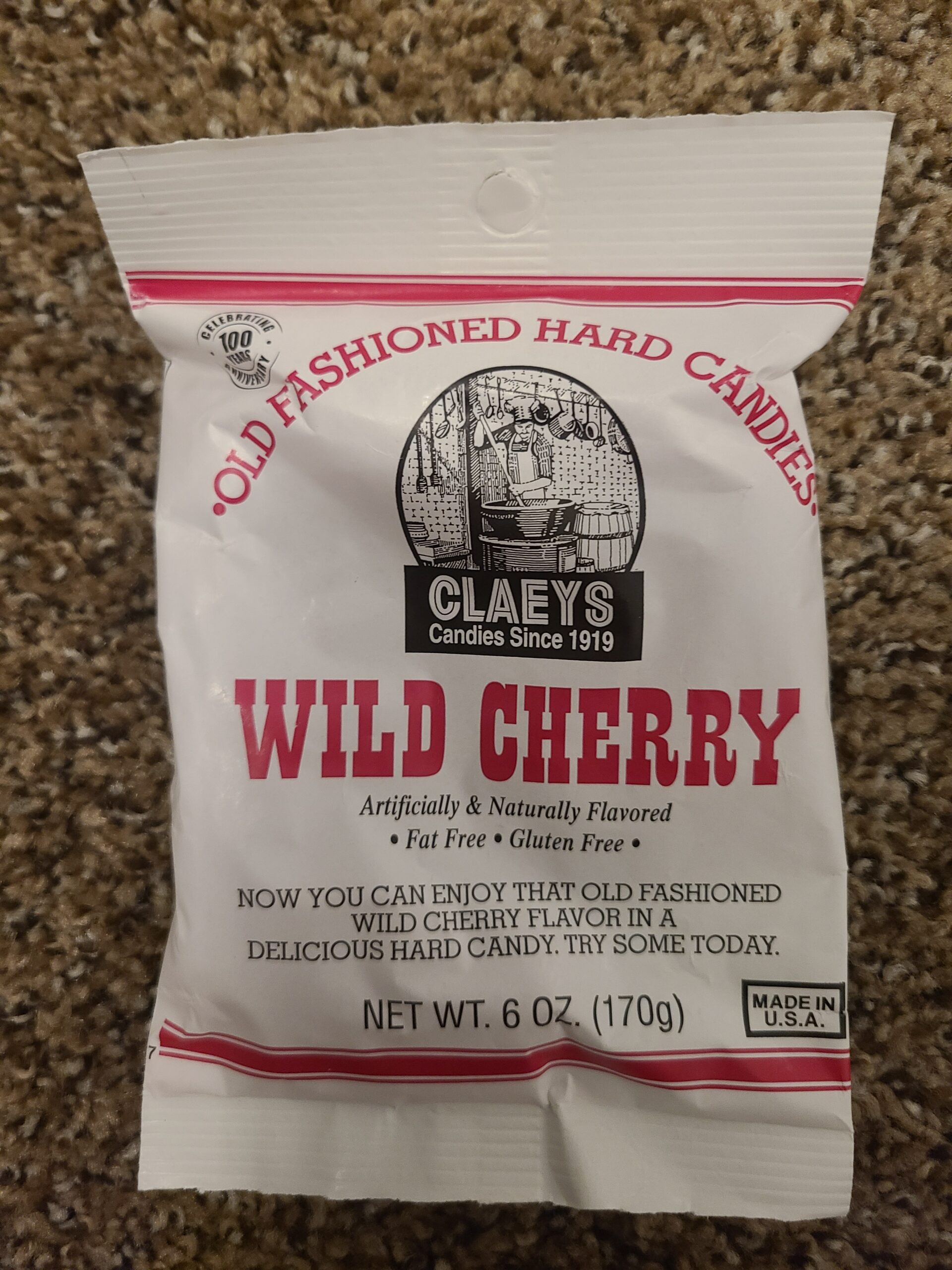 Wild Cherry Flavored Claeys Old Fashioned Hard Candy | Candies since 1919 | Fat Free | Gluten Free | Made in USA
