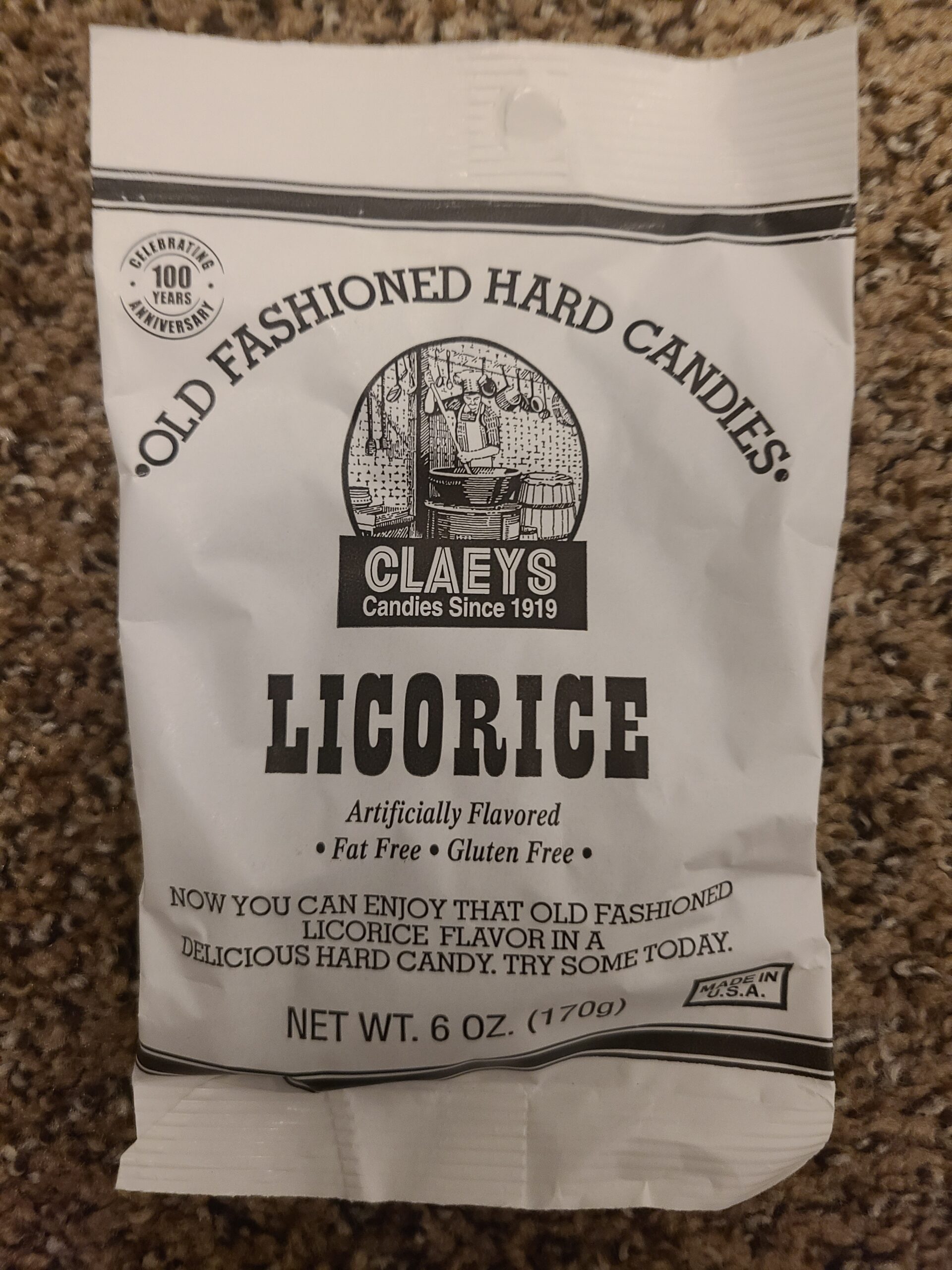 Licorice Flavored Claeys Old Fashioned Hard Candy | Candies since 1919 | Fat Free | Gluten Free | Made in USA