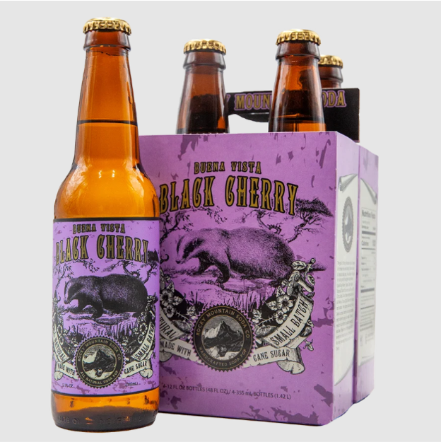 Buena Vista Black Cherry Soda 12 FL OZ Bottle | All Natural Soda Pop | Rocky Mountain Soda Co. | Made with Cane Sugar | Small Batch