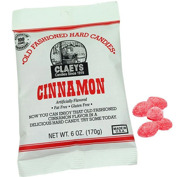 Cinnamon Flavored Claeys Old Fashioned Hard Candy | Candies since 1919 | Fat Free | Gluten Free | Made in USA