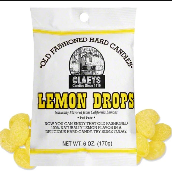 Lemon Drops Flavored Claeys Old Fashioned Hard Candy | Candies since 1919 | Fat Free | Gluten Free | Made in USA