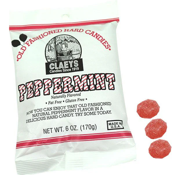 Peppermint Flavored Claeys Old Fashioned Hard Candy | Candies since 1919 | Fat Free | Gluten Free | Made in USA