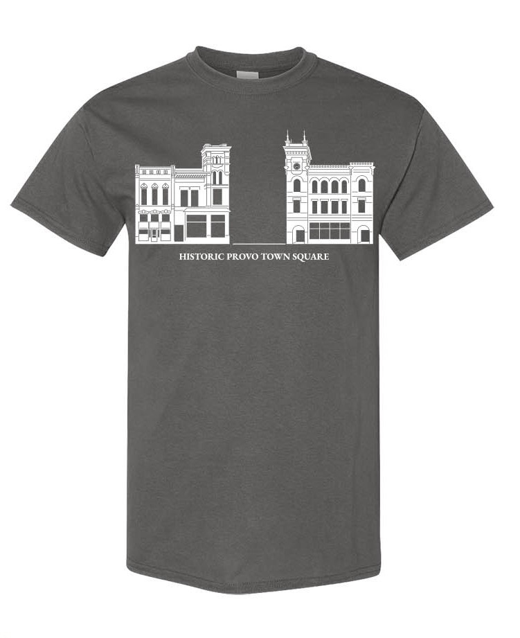 Historic Provo Town Square T-Shirt | Utah Provo Souvenir Tee | Unisex Gildan Heavy Cotton Royal Blue or Charcoal Gray Shirt | Size Small, 100% Cotton - Image 4