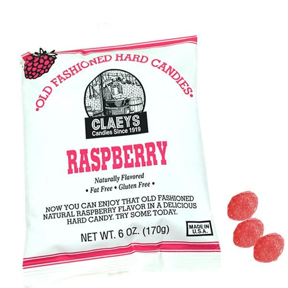 Raspberry Flavored Claeys Old Fashioned Hard Candy | Candies since 1919 | Fat Free | Gluten Free | Made in USA