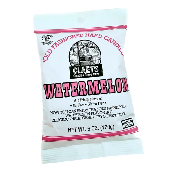Watermelon Flavored Claeys Old Fashioned Hard Candy | Candies since 1919 | Fat Free | Gluten Free | Made in USA